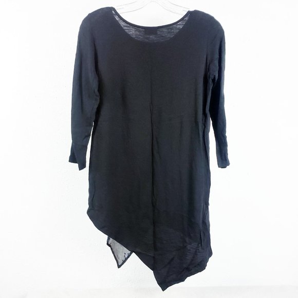 Logo Lavish Women's Black Layered Lace Blue Leaf Embroidered Shirt Top Blouse - Picture 8 of 14